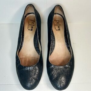 Chic Black & Silver French Sole Women's Wedges size 8.5